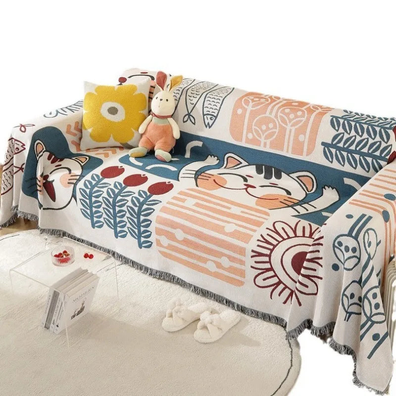 Knitted universal sofa towel Nordic ins style cover cloth full cover sofa cushion cover blanket universal season